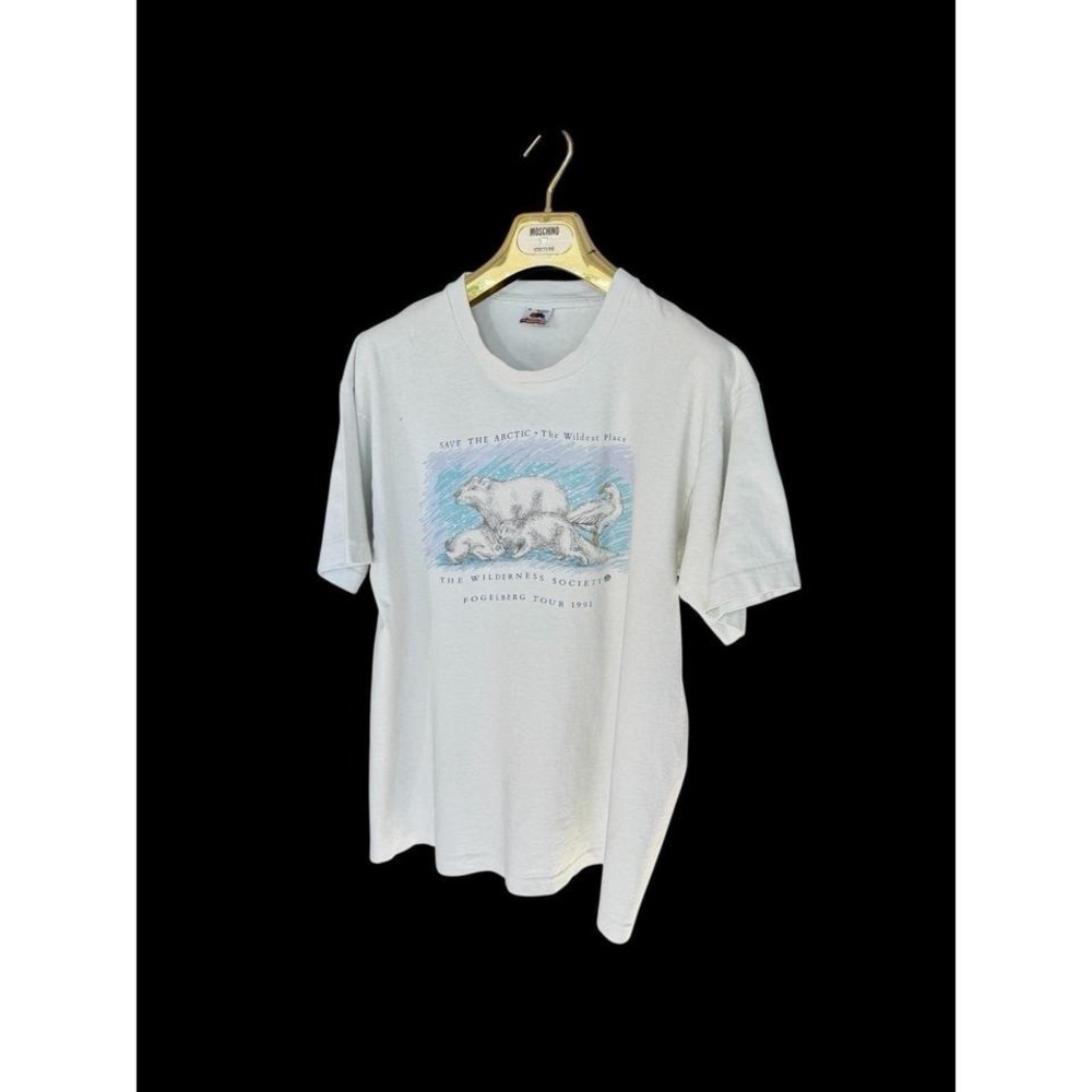 1991‎ Save The Arctic Vintage Tshirt Fogelberg Tour Sz XL Distressed Light Blue